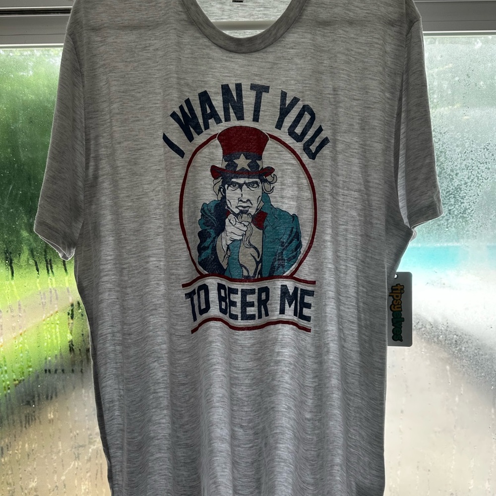 Tipsy Elves Gray Short Sleeve Tee Patriotic Design